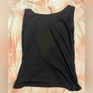 Black semi-mesh tank top with twisted back